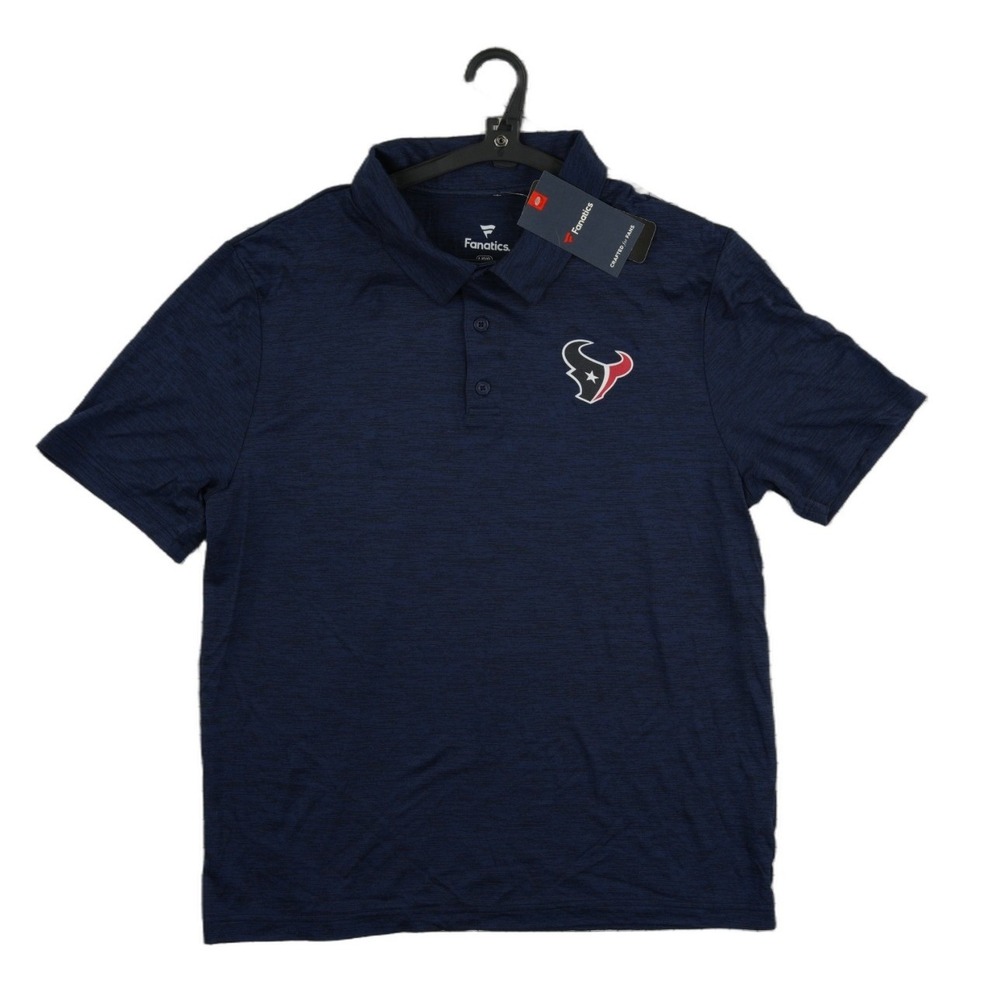 NWT Fanatics Houston Texans Top Men's Size Large Navy Space Dye NFL Polo Shirt